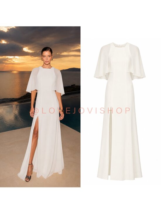 Halston Heritage Dresses & Skirts - Dress | Halston Heritage NWT Cream Capelet Sheer Sleeve A Line Gown | Size 6 M